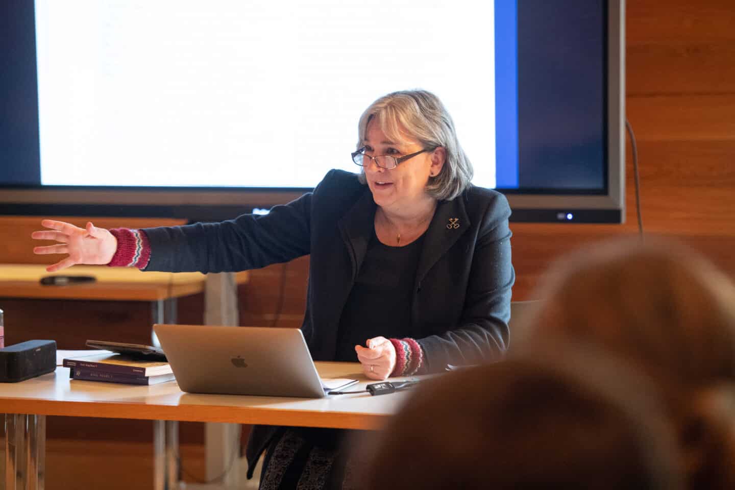 Prof Judith Buchanan leading a class on Shakespeare for the 2022 Aspire Liverpool residential programme.