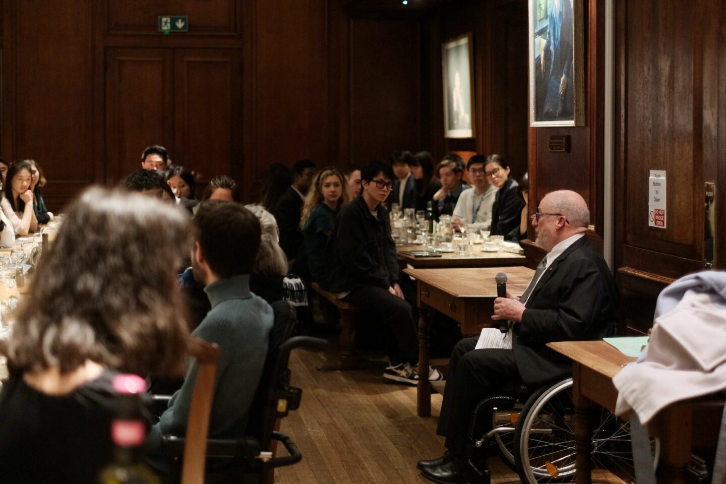 Tony Heaton OBE speaks at the EDI Dinner at St Peter's College