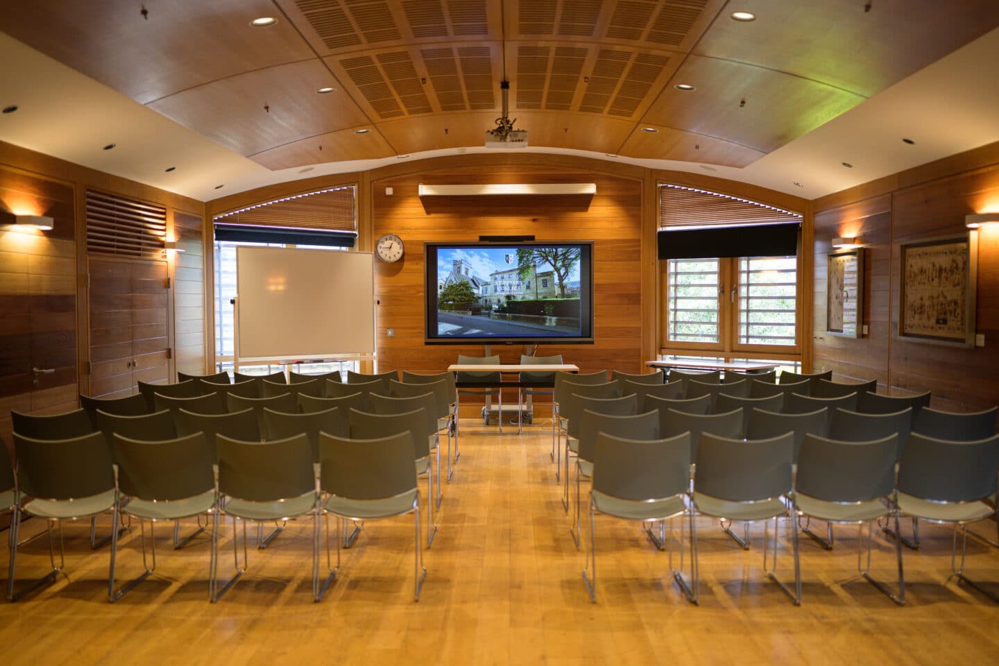 A large room set up as a lecture theatre