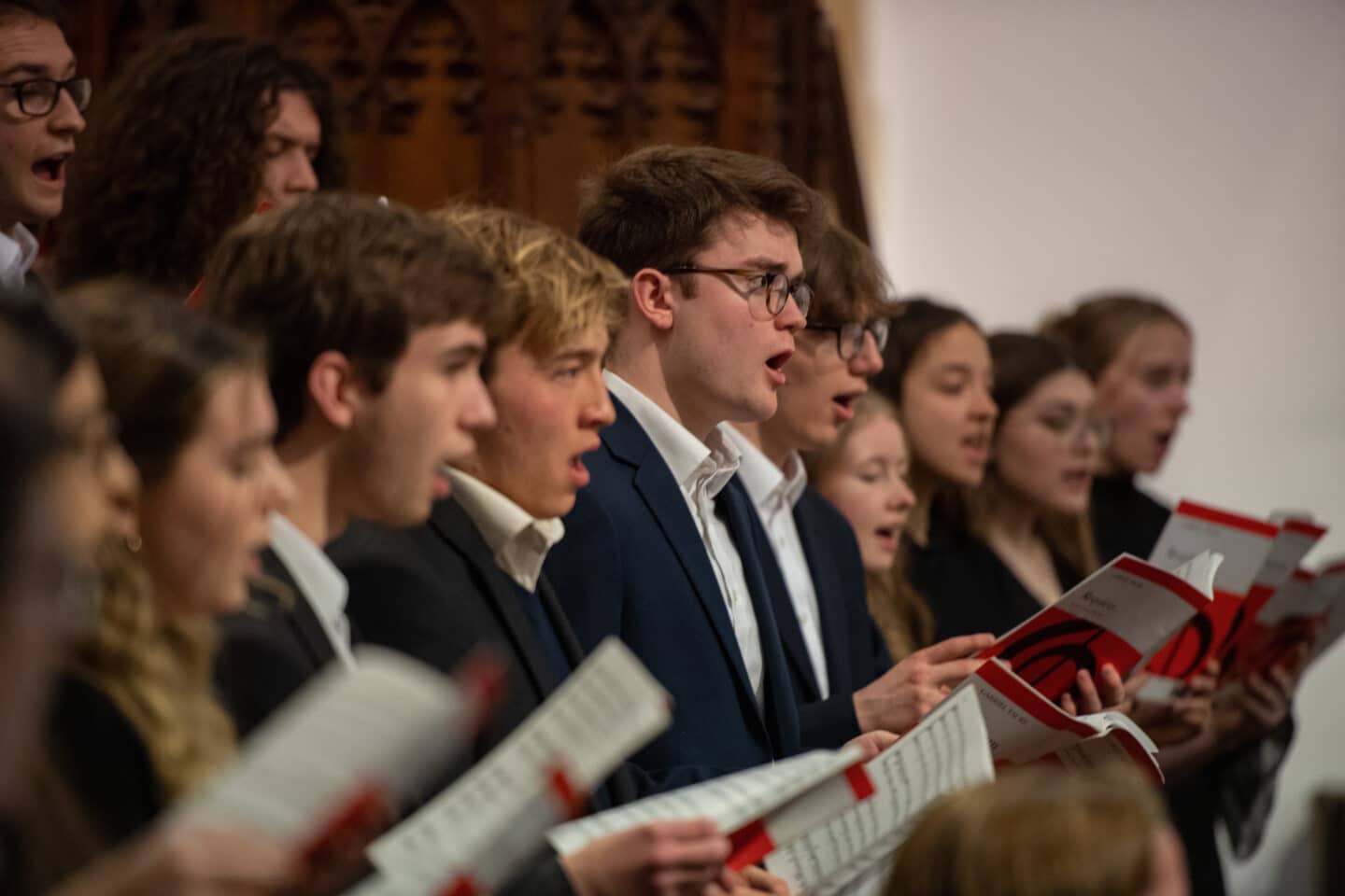 Students singing in a choir