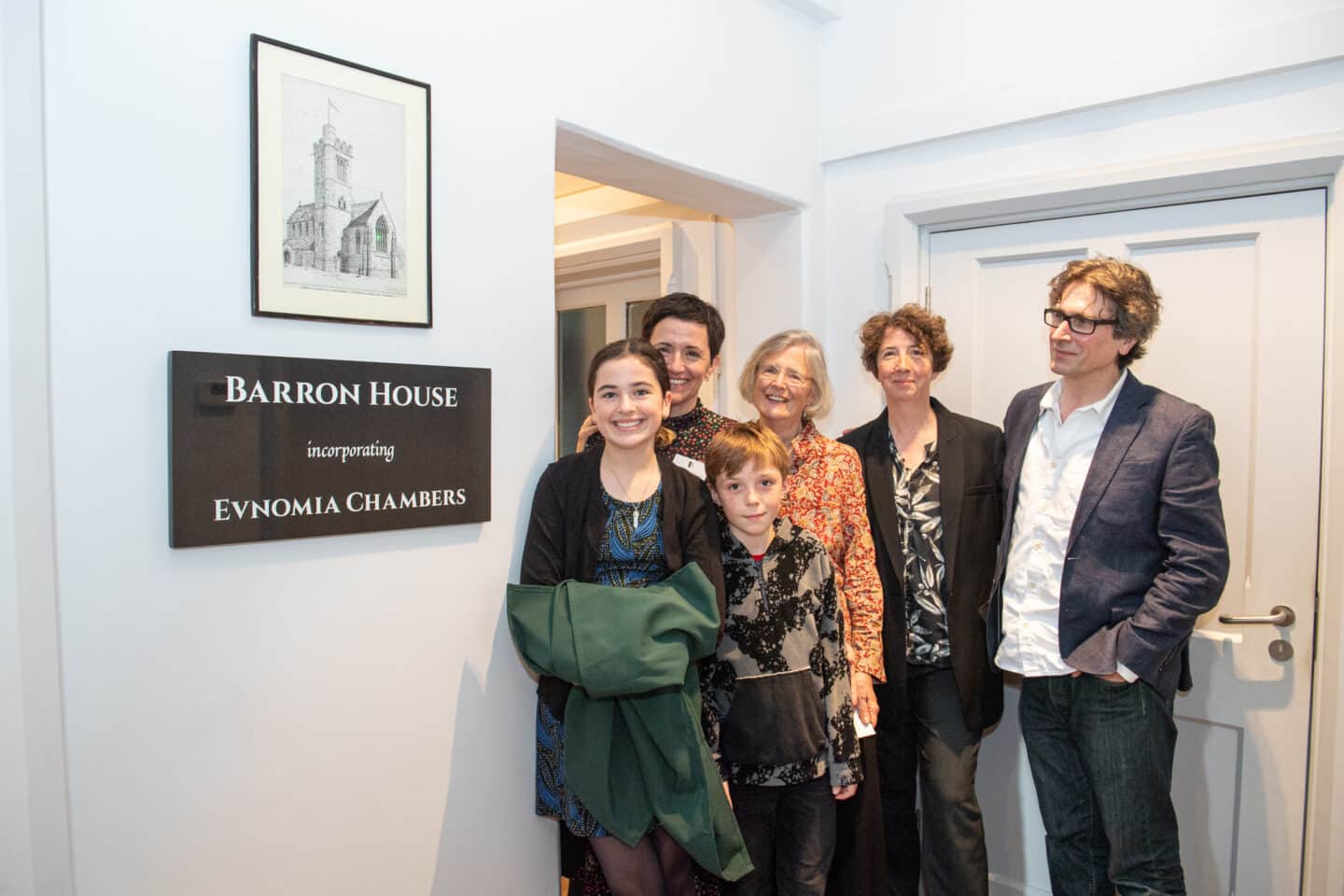 Members of the Barron Family at the unveiling of the new building plaques