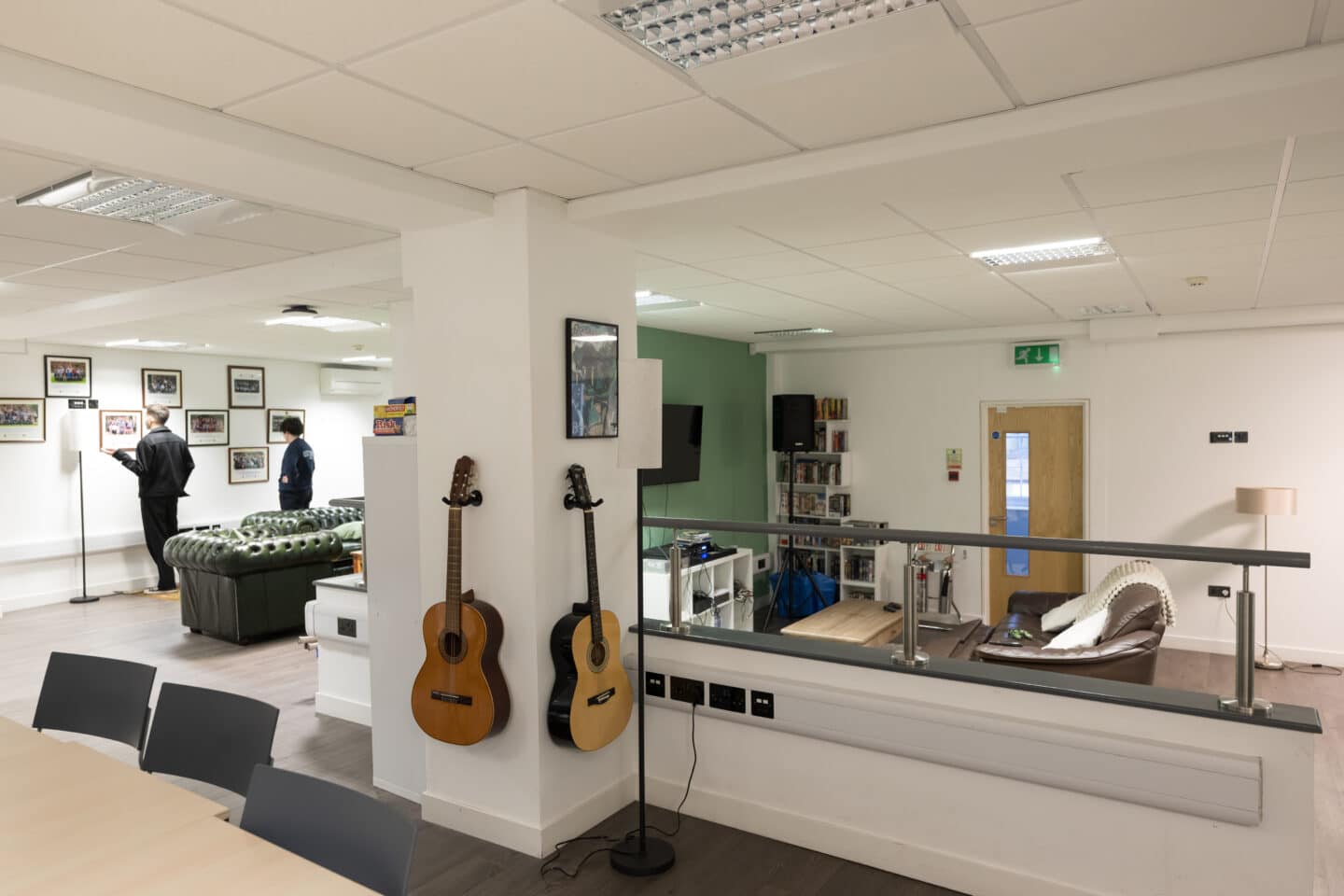 Guitars hanging on a wall