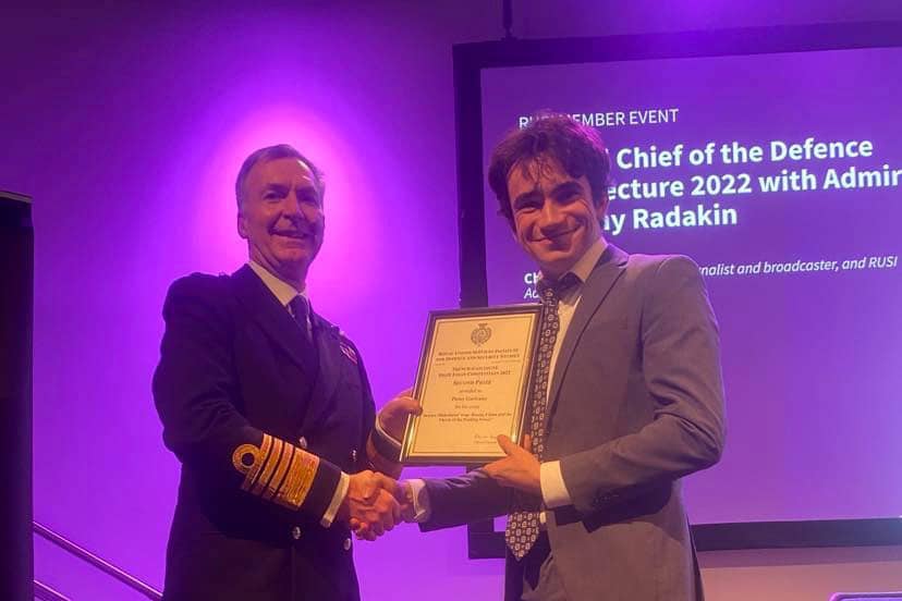 Pieter was given his award by Admiral Sir Tony Radakin, the Chief of the Defence Staff