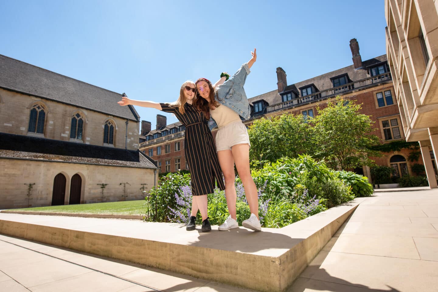 Two people standing outside