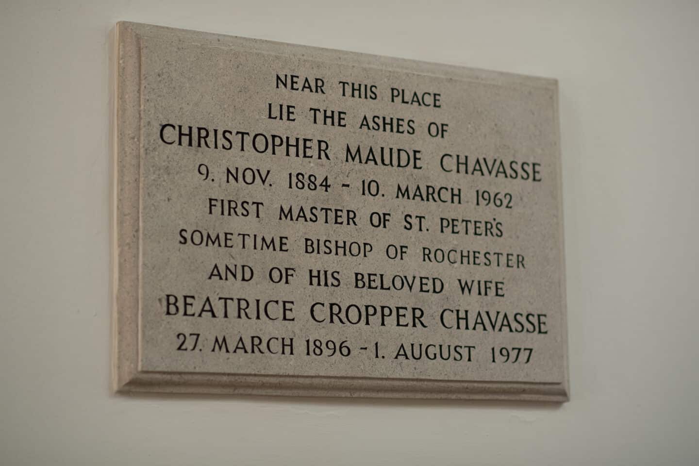 A memorial plaque for Christopher Chavasse