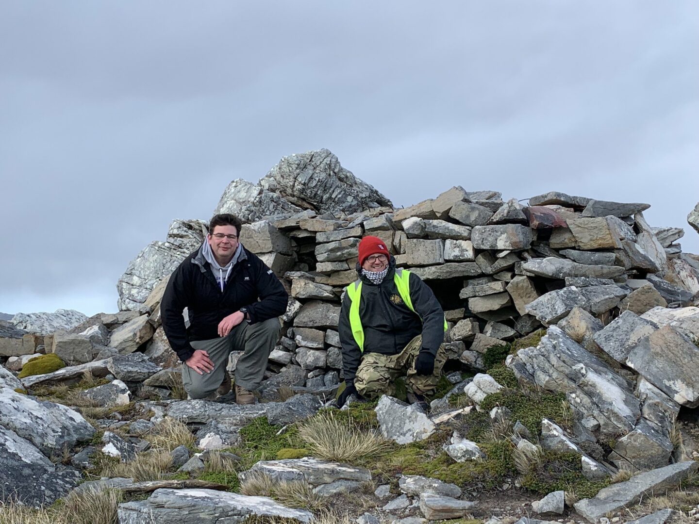 Dr Tim Clack and the project surveyor on Mount Tumbledown