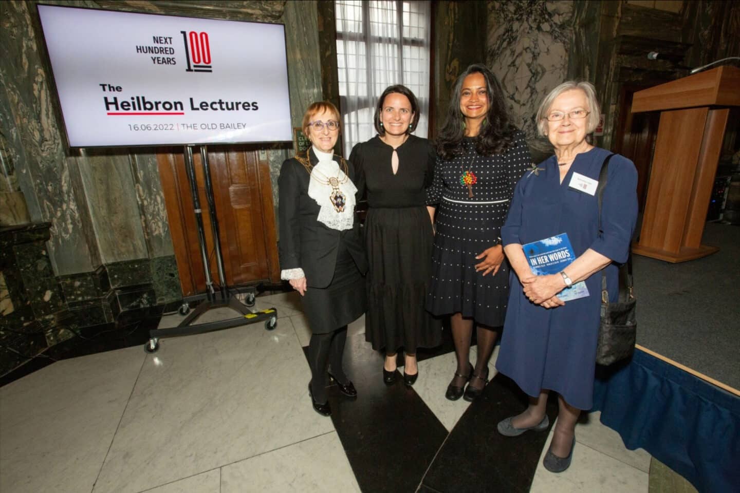 Lavanya Rajamani with Lady Hale and Sheriff Gowman at the Old Bailey