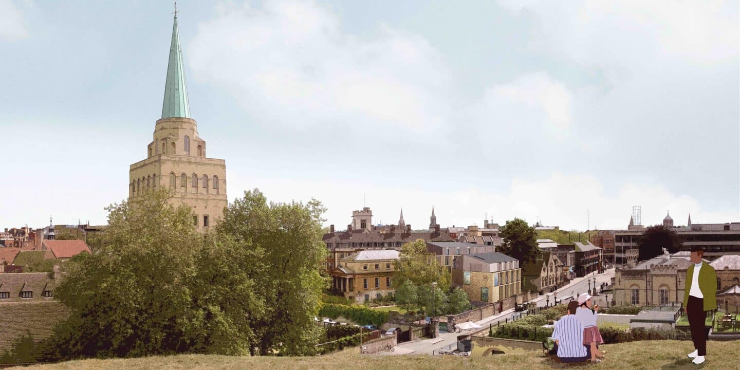 an architect's rendering of a city skyline