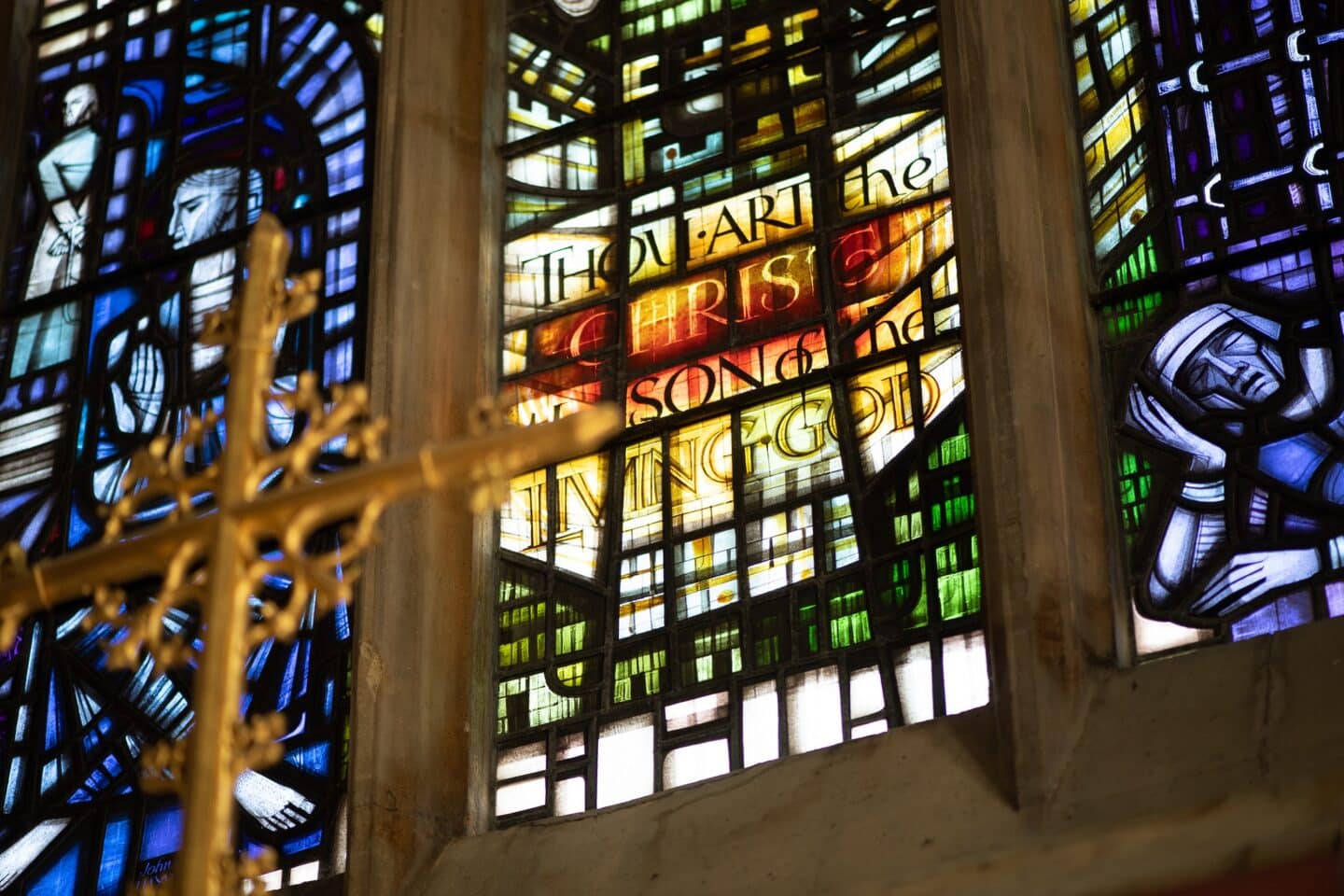 detail of a stained glass window