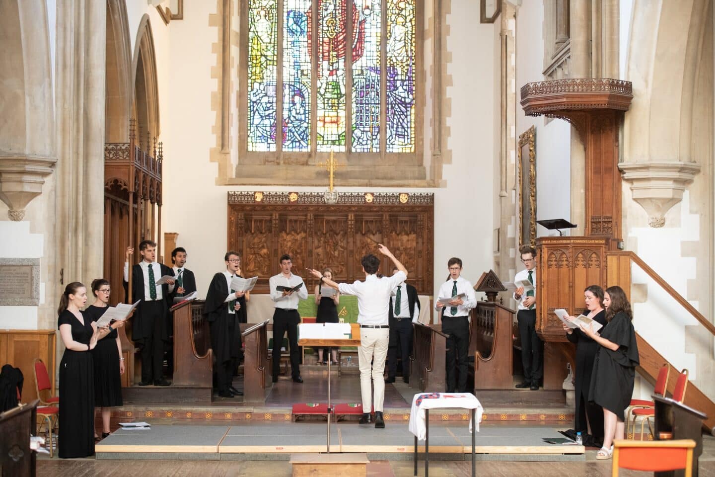 a choir practicing