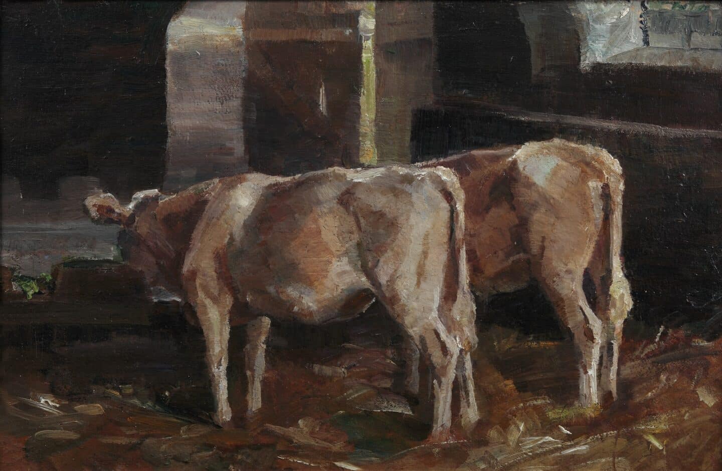 painting of two cows or calves