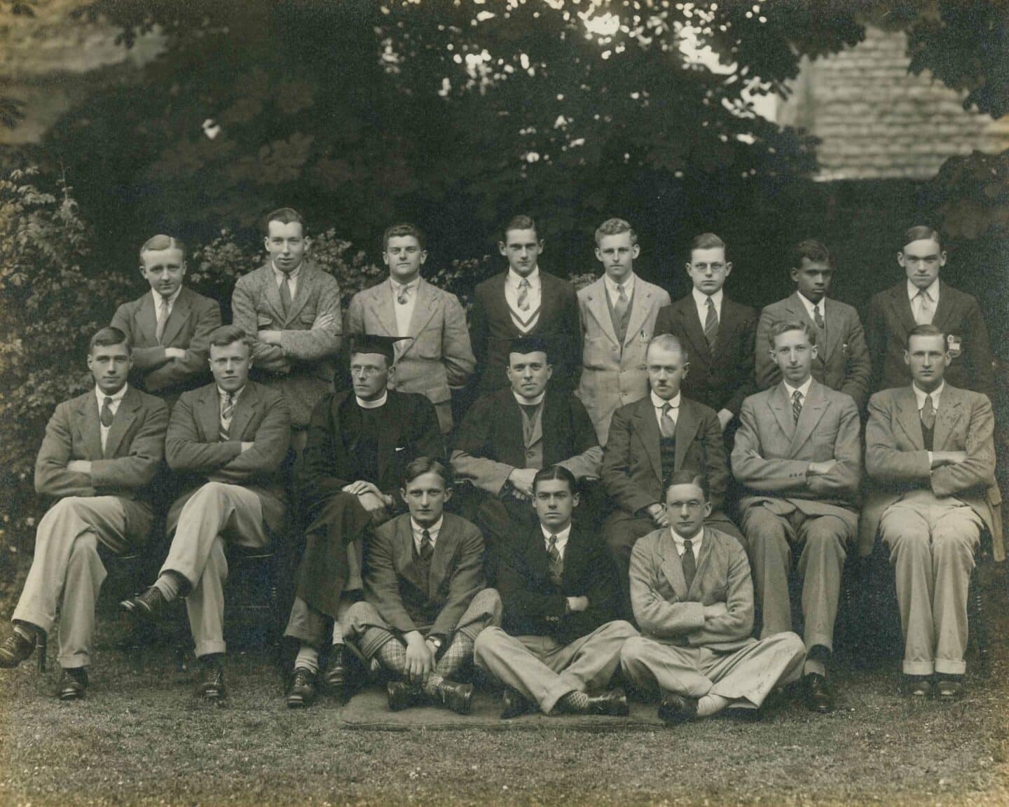 Vintage photograph of group of men outside