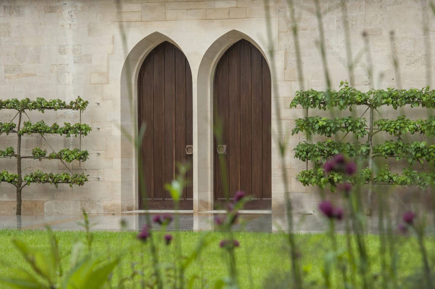 Two doors on the side of a chapel